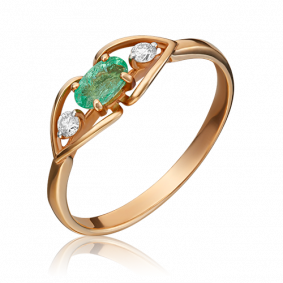 Золотое кольцо Platina 01-1445-00-106-1110-30 с бриллиантом и изумрудом 01-1445-00-106-1110-30 фото