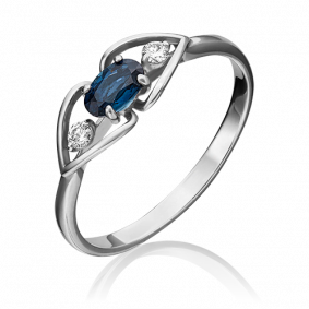 Кольцо из белого золота Platina 01-1446-00-105-1120-30 с бриллиантом и сапфиром 01-1446-00-105-1120-30 фото