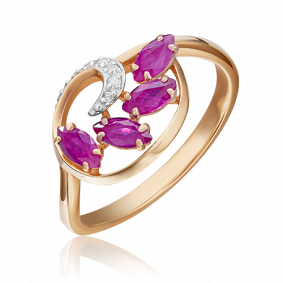 Золотое кольцо Platina 01-1449-00-107-1110-30 с бриллиантом и рубином 01-1449-00-107-1110-30 фото