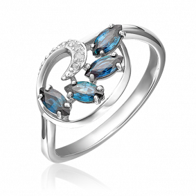 Кольцо из белого золота Platina 01-1450-00-105-1120-30 с бриллиантом и сапфиром 01-1450-00-105-1120-30 фото