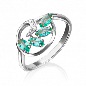 Кольцо из белого золота Platina 01-1450-00-106-1120-30 с бриллиантом и изумрудом 01-1450-00-106-1120-30 фото