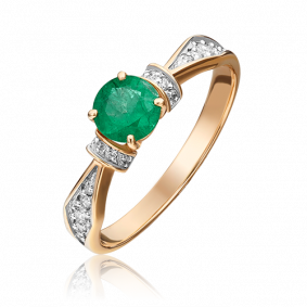 Золотое кольцо Platina 01-1451-00-106-1110-30 с бриллиантом и изумрудом 01-1451-00-106-1110-30 фото