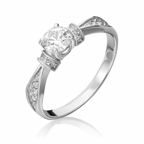 Кольцо из белого золота Platina 01-1452-00-101-1120-30 с бриллиантом 01-1452-00-101-1120-30 фото