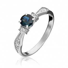 Кольцо из белого золота Platina 01-1452-00-105-1120-30 с бриллиантом и сапфиром 01-1452-00-105-1120-30 фото