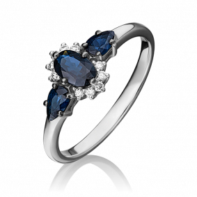 Кольцо из белого золота Platina 01-1454-00-105-1120-30 с бриллиантом и сапфиром 01-1454-00-105-1120-30 фото