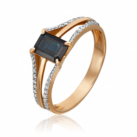 Золотое кольцо Platina 01-1457-00-105-1110-30 с бриллиантом и сапфиром 01-1457-00-105-1110-30 фото