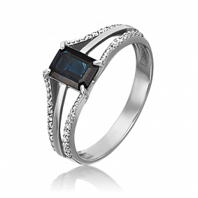 Кольцо из белого золота Platina 01-1458-00-105-1120-30 с бриллиантом и сапфиром 01-1458-00-105-1120-30 фото