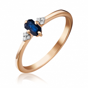 Золотое кольцо Platina 01-1459-00-105-1110-30 с бриллиантом и сапфиром 01-1459-00-105-1110-30 фото