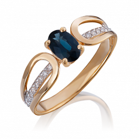 Золотое кольцо Platina 01-1461-00-105-1110-30 с бриллиантом и сапфиром 01-1461-00-105-1110-30 фото