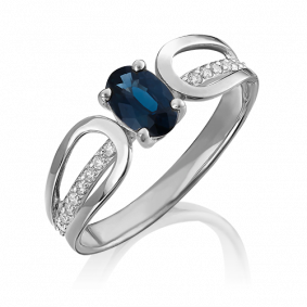 Кольцо из белого золота Platina 01-1462-00-105-1120-30 с бриллиантом и сапфиром 01-1462-00-105-1120-30 фото