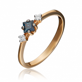 Золотое кольцо Platina 01-1468-00-105-1110-30 с бриллиантом и сапфиром 01-1468-00-105-1110-30 фото