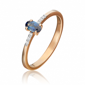 Золотое кольцо Platina 01-1470-00-105-1110-30 с бриллиантом и сапфиром 01-1470-00-105-1110-30 фото