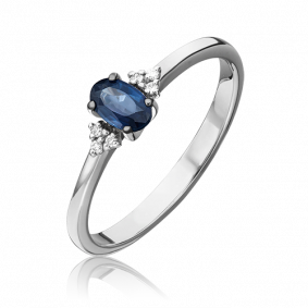 Кольцо из белого золота Platina 01-1472-00-105-1120-30 с бриллиантом и сапфиром 01-1472-00-105-1120-30 фото