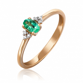 Золотое кольцо Platina 01-1472-00-106-1110-30 с бриллиантом и изумрудом 01-1472-00-106-1110-30 фото