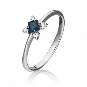 Кольцо из белого золота Platina 01-1475-00-105-1120-30 с бриллиантом и сапфиром 01-1475-00-105-1120-30 фото