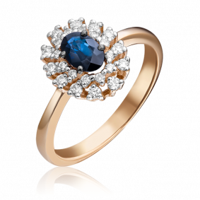 Золотое кольцо Platina 01-1477-00-105-1110-30 с бриллиантом и сапфиром 01-1477-00-105-1110-30 фото