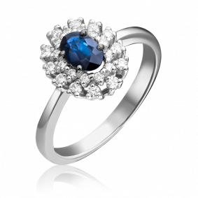 Кольцо из белого золота Platina 01-1477-00-105-1120-30 с бриллиантом и сапфиром 01-1477-00-105-1120-30 фото