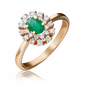 Золотое кольцо Platina 01-1477-00-106-1110-30 с бриллиантом и изумрудом 01-1477-00-106-1110-30 фото