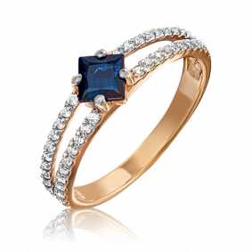 Золотое кольцо Platina 01-1478-00-105-1110-30 с бриллиантом и сапфиром 01-1478-00-105-1110-30 фото