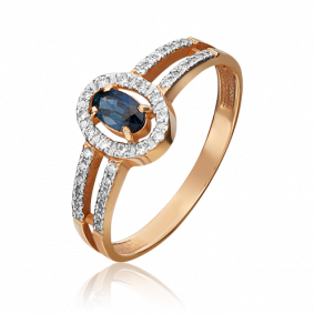 Золотое кольцо Platina 01-1480-00-105-1110-30 с бриллиантом и сапфиром 01-1480-00-105-1110-30 фото