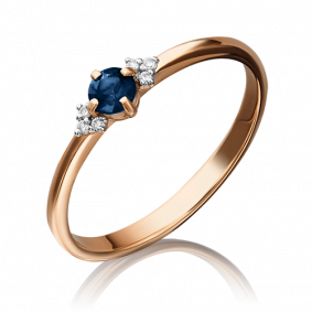 Золотое кольцо Platina 01-1486-00-105-1110-30 с бриллиантом и сапфиром 01-1486-00-105-1110-30 фото
