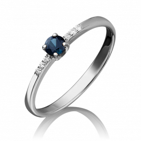 Кольцо из белого золота Platina 01-1491-00-105-1120-30 с бриллиантом и сапфиром 01-1491-00-105-1120-30 фото