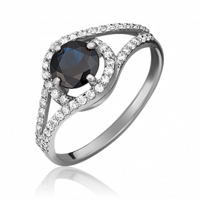 Кольцо из белого золота Platina 01-1494-00-105-1120-30 с бриллиантом и сапфиром 01-1494-00-105-1120-30 фото