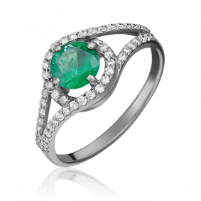 Золотое кольцо Platina 01-1494-00-106-1120-30 с бриллиантом и изумрудом 01-1494-00-106-1120-30 фото