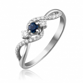 Кольцо из белого золота Platina 01-1499-00-105-1120-30 с бриллиантом и сапфиром 01-1499-00-105-1120-30 фото