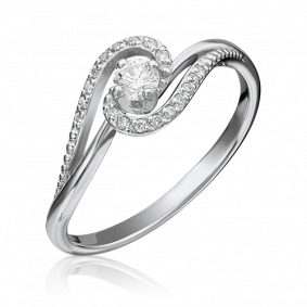 Кольцо из белого золота Platina 01-1500-00-101-1120-30 с бриллиантом 01-1500-00-101-1120-30 фото