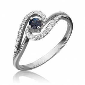 Кольцо из белого золота Platina 01-1500-00-105-1120-30 с бриллиантом и сапфиром 01-1500-00-105-1120-30 фото