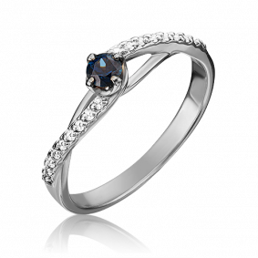 Кольцо из белого золота Platina 01-1503-00-105-1120-30 с бриллиантом и сапфиром 01-1503-00-105-1120-30 фото