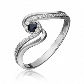 Кольцо из белого золота Platina 01-1505-00-105-1120-30 с бриллиантом и сапфиром 01-1505-00-105-1120-30 фото