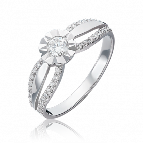 Кольцо из белого золота Platina 01-1506-00-101-1120-30 с бриллиантом 01-1506-00-101-1120-30 фото