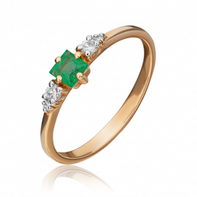 Золотое кольцо Platina 01-1507-00-106-1110-30 с бриллиантом и изумрудом 01-1507-00-106-1110-30 фото