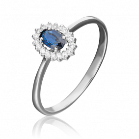 Кольцо из белого золота Platina 01-1509-00-105-1120-30 с бриллиантом и сапфиром 01-1509-00-105-1120-30 фото