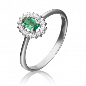 Золотое кольцо Platina 01-1509-00-106-1120-30 с бриллиантом и изумрудом 01-1509-00-106-1120-30 фото