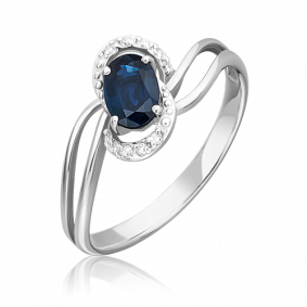 Кольцо из белого золота Platina 01-1513-00-105-1120-30 с бриллиантом и сапфиром 01-1513-00-105-1120-30 фото