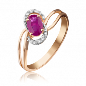 Золотое кольцо Platina 01-1513-00-107-1110-30 с бриллиантом и рубином 01-1513-00-107-1110-30 фото