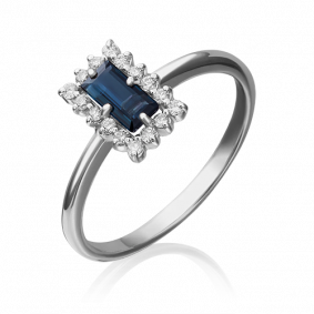 Кольцо из белого золота Platina 01-1514-00-105-1120-30 с бриллиантом и сапфиром 01-1514-00-105-1120-30 фото
