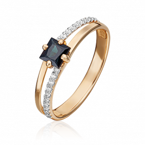 Золотое кольцо Platina 01-1515-00-105-1110-30 с бриллиантом и сапфиром 01-1515-00-105-1110-30 фото