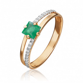 Золотое кольцо Platina 01-1515-00-106-1110-30 с бриллиантом и изумрудом 01-1515-00-106-1110-30 фото