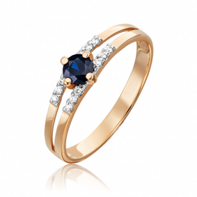 Золотое кольцо Platina 01-1516-00-105-1110-30 с бриллиантом и сапфиром 01-1516-00-105-1110-30 фото