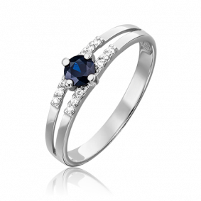 Кольцо из белого золота Platina 01-1516-00-105-1120-30 с бриллиантом и сапфиром 01-1516-00-105-1120-30 фото