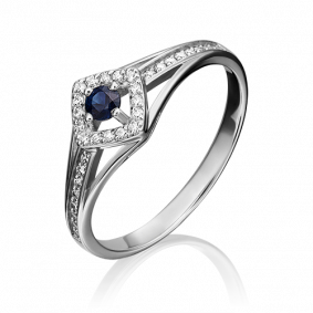 Кольцо из белого золота Platina 01-1517-00-105-1120-30 с бриллиантом и сапфиром 01-1517-00-105-1120-30 фото