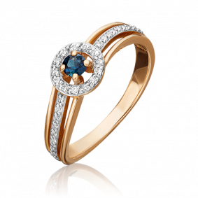 Золотое кольцо Platina 01-1518-00-105-1110-30 с бриллиантом и сапфиром 01-1518-00-105-1110-30 фото