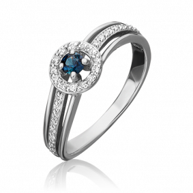 Кольцо из белого золота Platina 01-1518-00-105-1120-30 с бриллиантом и сапфиром 01-1518-00-105-1120-30 фото