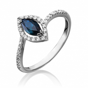 Кольцо из белого золота Platina 01-1519-00-105-1120-30 с бриллиантом и сапфиром 01-1519-00-105-1120-30 фото