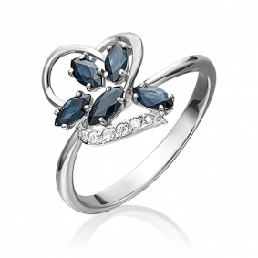 Кольцо из белого золота Platina 01-1521-00-105-1120-30 с бриллиантом и сапфиром 01-1521-00-105-1120-30 фото