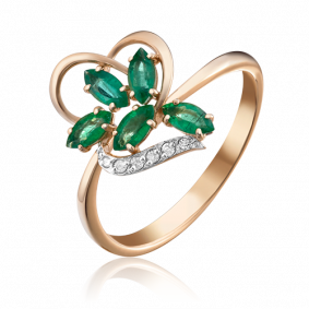 Золотое кольцо Platina 01-1521-00-106-1110-30 с бриллиантом и изумрудом 01-1521-00-106-1110-30 фото